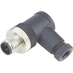 Plug, M12, 5 pole, screw connection, screw locking, angled, 99 0437 52 05