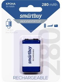 Фото 1/2 Аккумулятор NiMh Smartbuy 9V /1BL 280 mAh (25/200) (SBBR-9V-1B280)