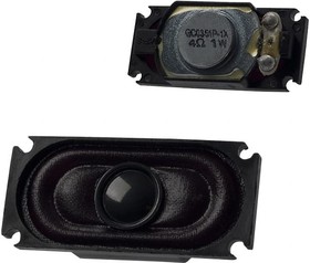 GC0351P-1, Speakers & Transducers speaker, 35 x 16 mm, 7.4 mm deep, cloth, Nd-Fe-B, 1 W, 4 ohm, 630 Hz, solder eyelets