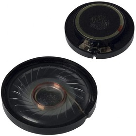 GF0401M, Speakers & Transducers speaker, 40 mm round, 9.3 mm deep, PET, ferrite, 40 mW, 8 ?, 180 Hz, solder eyelets