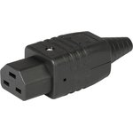 Appliance inlet C21, 3 pole, cable assembly, screw connection, 1.5 mm², black ...