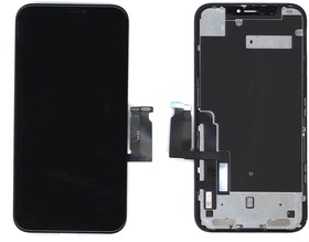 Дисплей для iPhone XR в сборе с тачскрином черный в сборе с рамкой