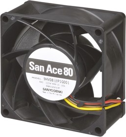 Фото 1/2 9HV0848P1G001, San Ace 9HV Series Axial Fan, 48 V dc, DC Operation, 222m³/h, 40.8W, 850mA Max, 80 x 80 x 38mm