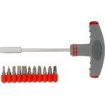 11567, Screwdriver with T-handle + bits, 11 pre, PH + SL + PZ, CrV, 2K handle
