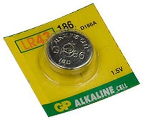Батарейка, напряжение 1.5 В, 11.6x4.2, Alk, LR43/301/186/AG12/386