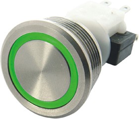 Фото 1/2 H48M-112B4044, H48M Series Illuminated Push Button Switch, Momentary, Panel Mount, 19.56mm Cutout, SPDT, Blue LED, 250V