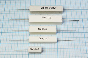 Резистор постоянный мощный 20 Ом, мощность 25, размер AXI 60,0x14,0x13,0, точность 5, серия WW, выводы 2L, тип SQP25