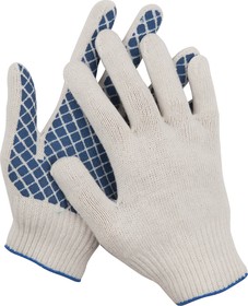 Фото 1/3 114001, DEXX перчатки рабочие, х/б 7 класс, с обливной ладонью.