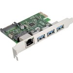 Контроллер сетевой ExeGate EXE-361 PCI-E 2.0, 3*USB3.0 ext + LAN UTP 1000Mbps ...