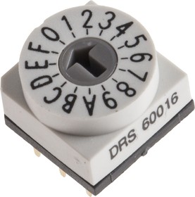 Фото 1/2 DRS60016, 16 Way Through Hole DIP Switch, Rotary Flush Actuator, IP67