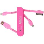 USB кабель "LP" 3 в 1 карманный розовый (micro USB/Apple Lightning 8-pin/Apple ...