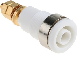 Фото 1/3 23.3020-29, White Female Banana Socket, 4 mm Connector, Solder Termination, 32A, 1000V, Gold Plating