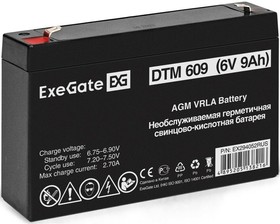 Фото 1/8 Аккумуляторная батарея ExeGate DTM 609 (6V 9Ah, клеммы F1)