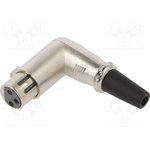 FC60953N, XLR Connector, Socket, Right Angle, Cable Mount, 3 Poles