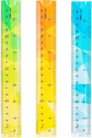 Фото 1/10 Линейка Deli EH650 пластик дл.20см ассорти гибкая/двухсторонняя шкала