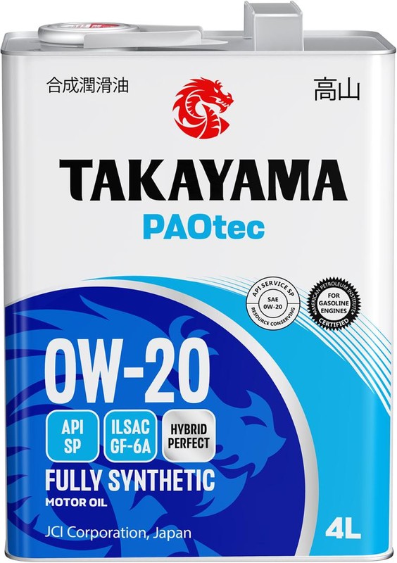 ハヤシエギ 101140, Масло моторное Takayama PAOtec 0W-20 GF-6A SP 4л (металл