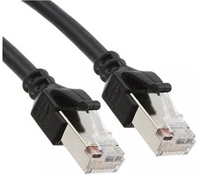 9459711124, Black PUR Cat5e Cable SF/UTP, 3m Male RJ45/Male RJ45