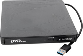 Фото 1/4 Привод DVD Gembird DVD-USB-03 пластик, черный USB 3.0