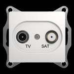 GSL000197, GLOSSA Розетка телевизионная TV-SAT одиночная в рамку 1дБ белая
