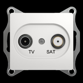 Фото 1/8 GSL000197, GLOSSA Розетка телевизионная TV-SAT одиночная в рамку 1дБ белая