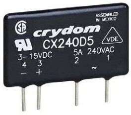 CX240D5-B, Solid State Relays - PCB Mount PCB SIP SSR 280Vac /5A, 3-15Vdc,ZC,NC
