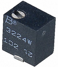 Фото 1/8 3224W-1-101E, Res Cermet Trimmer 100 Ohm 10% 0.25W(1/4W) 12(Elec)Turns 1.5mm (4.8 X 3.9 X 5.3mm) J-Hook SMD T/R