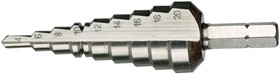 843/1 Бита-сверло ступенчатое, 4-20 мм, шаг 2 мм, для жести 1 мм, 1/4" C6.3, 75 мм, 843, Stufenbohrer/twist drill 4-20mm