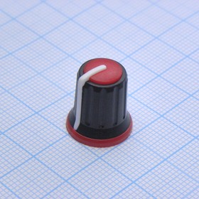 Ручка KA483-7 черн.-красный. d=6, Ручка управления, на вал 6 мм, красная