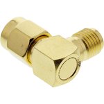 J01154A0021, Right Angle 50Ω RF Adapter SMA Plug to SMA Socket 12.4GHz