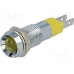 SMBD08114, LED Indicator, Blade Terminal, 2.8 x 0.5 mm, Fixed, Yellow, DC, 28V