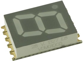 VDMG10C0, 7-сегментный светодиодный дисплей, Зеленый, 20 мА, 2 В, 4.4 мкд, 1, 10 мм