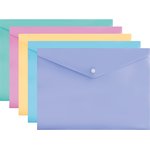 Конверт на кнопке Бюрократ Pastel -PKPAST/VIO A4 пластик 0.18мм фиолетовый