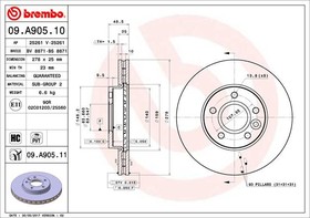 Фото 1/10 Диск тормозной передний FORD Focus 2/VOLVO BREMBO 09.A905.10