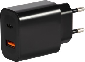 Фото 1/6 Зарядное устройство сетевое Red Line, USB+Type-C, 3A,PD 20W,чер,УТ000029980