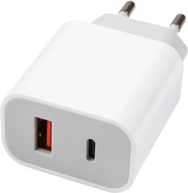 Фото 1/10 Зарядное устройство сетевое Red Line, USB+Type-C,3A,PD 20W,бел, УТ000024925