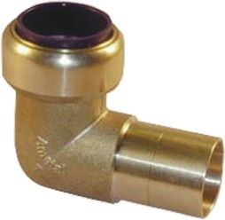 65496, Brass Pipe Fitting, 90° Push Fit Street Elbow, Female to Male 15mm