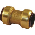 65121, Brass Pipe Fitting, Straight Push Fit Coupler, Female to Female 22mm