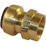 65206, Brass Pipe Fitting, Straight Push Fit Coupler, Female G 1/2in to Female 15mm