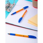 Шариковая ручка Skyline светло-синяя, 0.7 мм, игольчатый стержень, грип