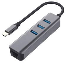 EX-1133-N-3, USB Hub, USB-C Plug, 3.0, USB Ports 3, USB-A Socket / RJ45 Socket