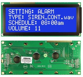 NHD-0420E2Z-NSW-BBW, LCD Character Display - 4 x 20 Character - STN- Blue - White Backlight - 146.0 x 62.5 mm