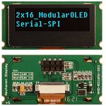 NHD-0216MW-SB3, OLED Displays & Accessories OLED 2 X 16 CHAR SPI 2.54mm socket