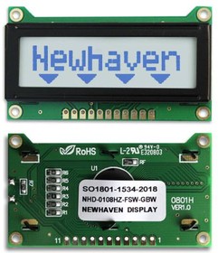 NHD-0108HZ-FSW-GBW, LCD Character Display Modules & Accessories STN-GRAY Transfl 60.7 x 33.85