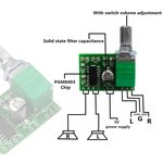 PAM8403 модуль стерео усилителя НЧ класса-D, 2*3Вт, нагрузка 4/8 Ом, с потенциометром