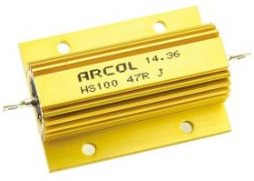 HS100 47R J, Резистор, с осевыми выводами, 47 Ом, Серия HS, 100 Вт, ± 5 ...