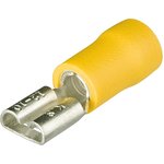 Гильзы флажковые, изолированные, жёлтые, 6.3 x 0.8 мм, 4.0-6.0 мм², 100 шт,