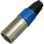 Разъем XLR 3P штекер металл цанга на кабель, синий, PL2173