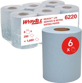 Фото 1/10 6220, WypAll Rolled Blue Paper Towel, 380mm, 280 x 6 Sheets