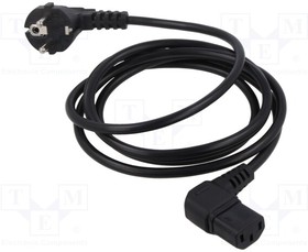C217, Cable; CEE 7/7 (E/F) plug angled,IEC C13 female 90°; PVC; 2m