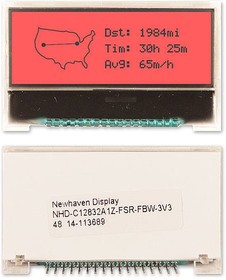 NHD-C12832A1Z- FSR-FBW-3V3, Дисплей: LCD; графический; 128x32; COG,FSTN Positive; красный